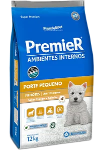 PremieR Ambientes Internos Cães Filhotes Porte Pequeno 12Kg Sabor Frango e Salmão