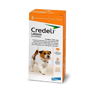 Antipulgas e Carrapatos Credeli 225mg Para cães de 5,5 a 11kg Embalagem com 3 comprimidos
