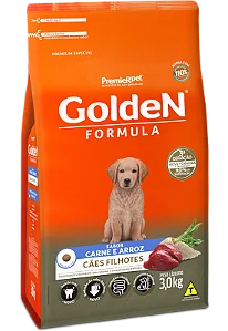 Golden Cães Filhotes 15Kg Sabor Carne e Arroz
