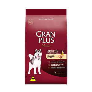 Gran Plus Menu Cães Adultos Porte Grande 20Kg Sabor Frango e Arroz