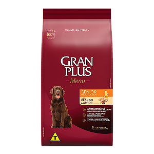 Gran Plus Menu Cães Sênior Porte Médio e Grande 15Kg Sabor Frango e Arroz