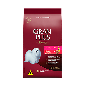 Gran Plus Menu Cães Adultos Porte Pequeno 15Kg Sabor Carne e Arroz