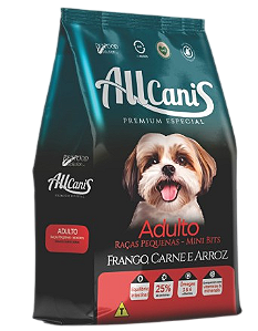 Ração AllCAnis Cães Adulto Raças Pequenas 15kg - Sabor Carne, Frango e Arroz