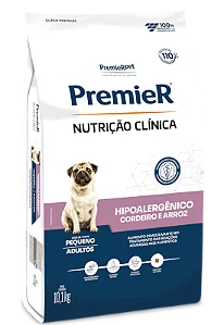 PremieR Nutrição Clínica Cães Adultos Hipoalergênico 10,1Kg Porte Pequeno Sabor Cordeiro e Arroz