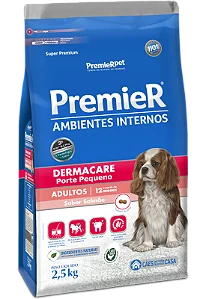 PremieR Ambientes Internos Cães Adultos Porte Pequeno Dermacare 10,1kg - Sabor Salmão