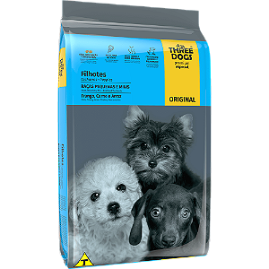 Three Dogs Cães Filhotes Porte Pequeno 10,1Kg Sabor Frango, Carne e Arroz