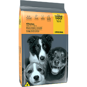 Three Dogs Cães Filhotes Porte Médio e Grande 10,1Kg Sabor Frango, Carne e Arroz