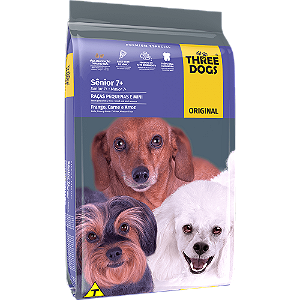 Three Dogs Cães Sênior Porte Pequeno 15Kg Sabor Frango, Carne e Arroz