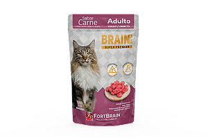 Sachê para Gatos Adultos Brain Plus Super Premium 85g - Sabor Carne