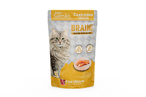Sachê para Gatos Castrados Brain Plus Super Premium 85g - Sabor Salmão
