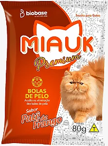Miauk Snacks Bola de Pelo 80g - Sabor Patê de Frango