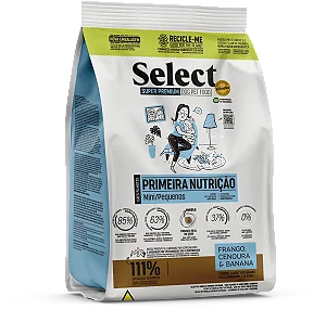Ração Select By Monello Primeira Nutrição Cães Filhotes Raças Pequenas e Mini 2Kg Sabor Frango, Cenoura e Banana