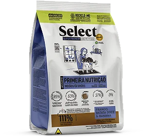 Ração Select By Monello Primeira Nutrição Cães Filhotes Médias e Grande 2Kg Sabor Frango, Batata Doce e Banana