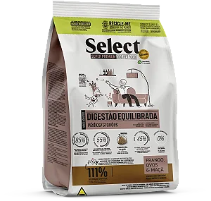 Ração Select By Monello Digestão Equilibrada Cães Adultos Raças Médias e Grande 2Kg Sabor Frango, Ovos e Maçã