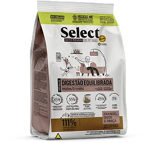 Select Super Premium Digestão Equilibrada Cães Médios e Grandes 15kg - Sabor frango, ovos e maçã