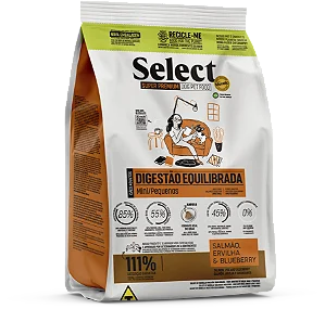 Select Super Premium Digestão Equilibrada Cães Mini e pequenos 15kg - Sabor salmão, ervilha e blueberry