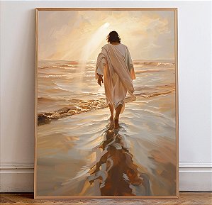 Quadro Decorativo Jesus Cristo Andando sobre as Águas Religioso Cristão
