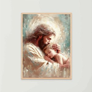 Quadro Decorativo Bebê no Colo de Jesus Religioso