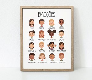 Quadro Emoções Sentimentos Crianças Feliz Triste Educativo
