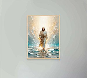 Quadro Decorativo Jesus Cristo Andando sobre as Águas Religioso Cristão