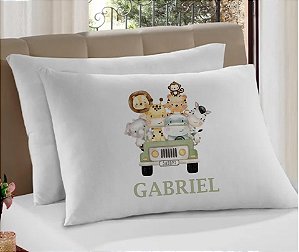 Fronha Infantil Animais Safari Personalizada com Nome