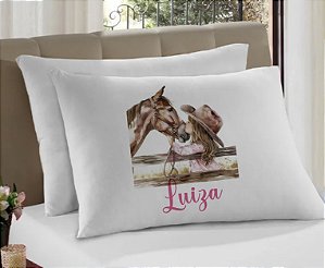 Fronha Infantil Menina Cavalo Cowgirl Personalizada com Nome