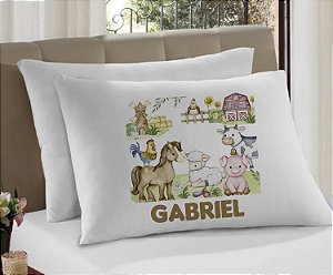 Fronha Infantil Fazendinha Animais Personalizada com Nome