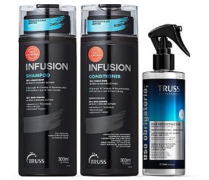 Shampoo Infusion 300ml + Condicionador Infusion 300ml + Spray Uso Obrigatório; 260ml