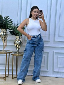 CALÇA JEANS CARGO HANNA