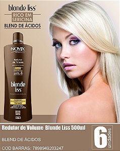 REDUTOR DE VOLUME BLONDE LISS 500ML CABELOS LOUROS OU COM MECHAS - KIT 6 UNIDADES