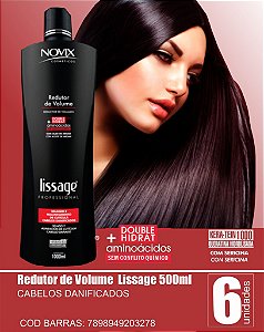 REDUTOR DE VOLUME LISSAGE 500ML CABELOS DANIFICADOS - KIT 6 UNIDADES