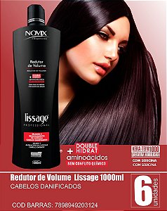 REDUTOR DE VOLUME NOVIX LISSAGE 1000ML  CABELOS DANIFICADOS - KIT 6 UNIDADES