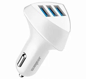 CARREGADOR VEICULAR 3 SAIDAS USB COR BRANCO