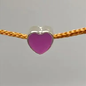 Berloque separador coração lilas banhado a prata