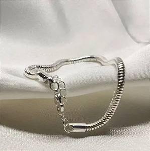 Pulseira para berloque fecho tradicional banhada a prata