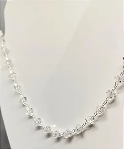 Choker cristais transparentes banhada a prata