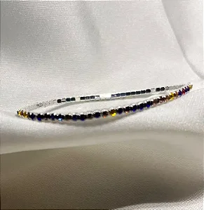 Pulseira riviera silicone colorida banhada a prata