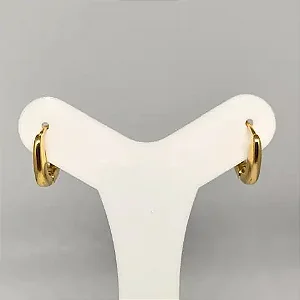 Argolinha quadrada boleada fina banhada a ouro