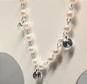 Choker pérola + cristais