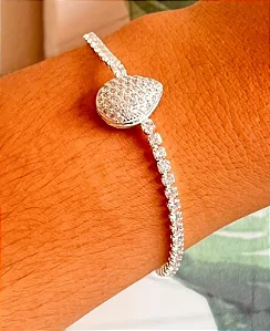Pulseira riviera + gota fecho gaveta cravejada