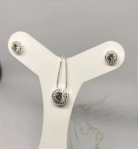 Conjunto pedra redonda cristal