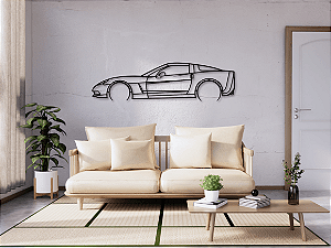 Quadro Vazado Corvette C6 em Acrílico Preto 2mm