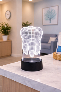 Luminária Led 3d Decoração Dentista Profissão Dente - Luz Branca