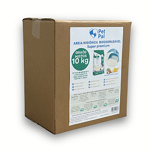 Caixa com 10 Kg -  Areia Higiênica Biodegradável P/Gatos PetPal Grãos Mistas