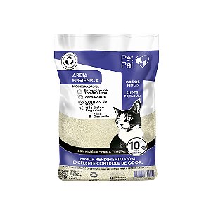 Saco com 10 Kg -  Areia Higiênica Biodegradável P/Gatos PetPal Grãos Finos