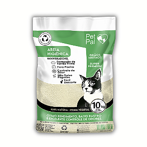 Saco com 10 Kg -  Areia Higiênica Biodegradável P/Gatos PetPal Grãos Misto