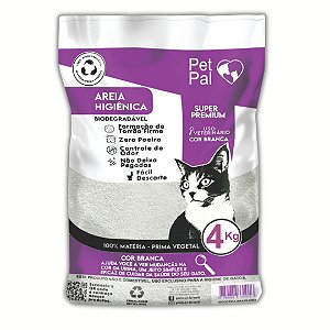 Saco com 4 Kg - Areia Branca - Higiênica Biodegradável P/Gatos PetPal