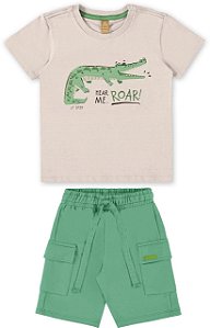 CONJUNTO INFANTIL PARA MENINOS COM CAMISETA E BERMUDA (BEGE) UP BABY