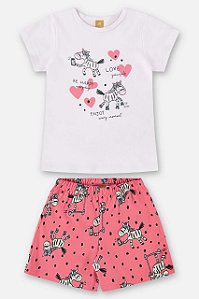 PIJAMA COM BLUSA E SHORT INFANTIL PARA MENINAS (BRANCO) UP BABY