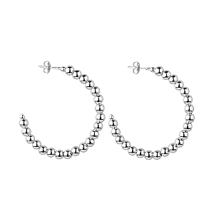 Brinco Prateado de Argola Cravejado de Bolas - Khlóris